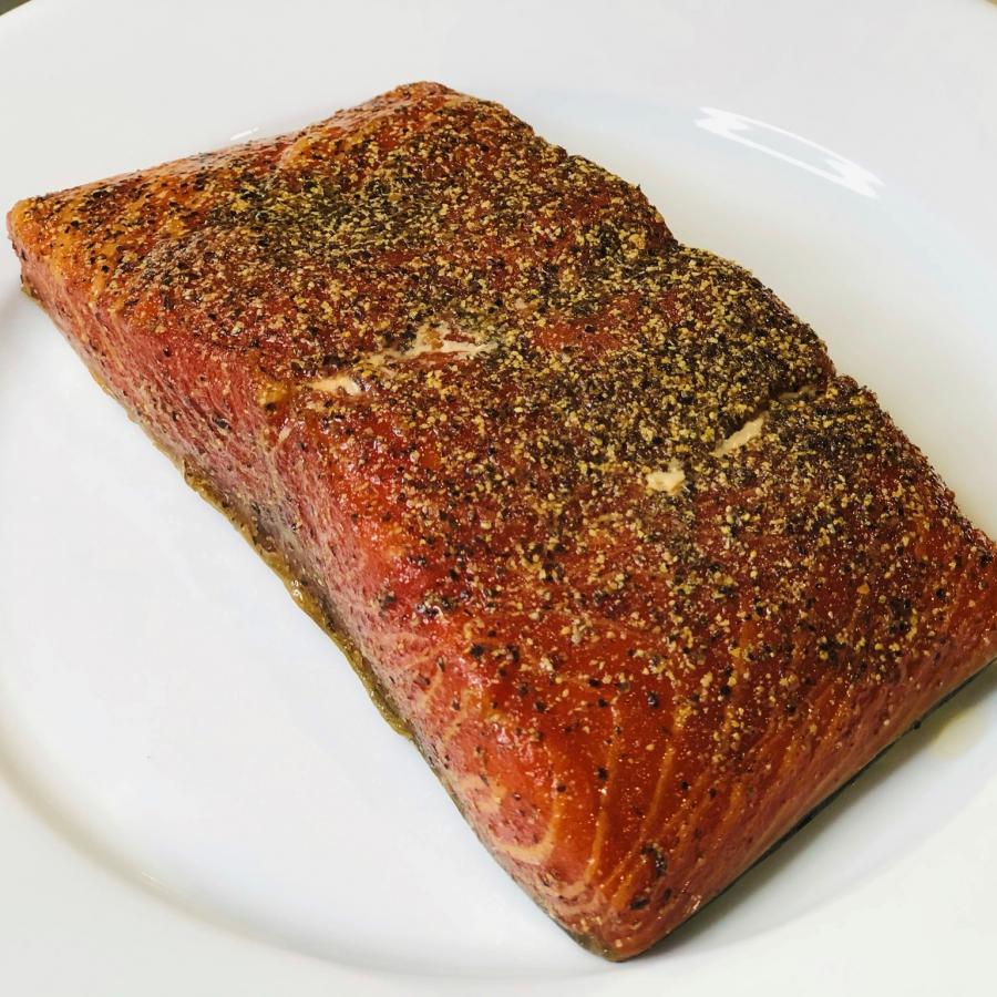 Hot Smoked Salmon Filet with Brown Sugar and Black Peppers